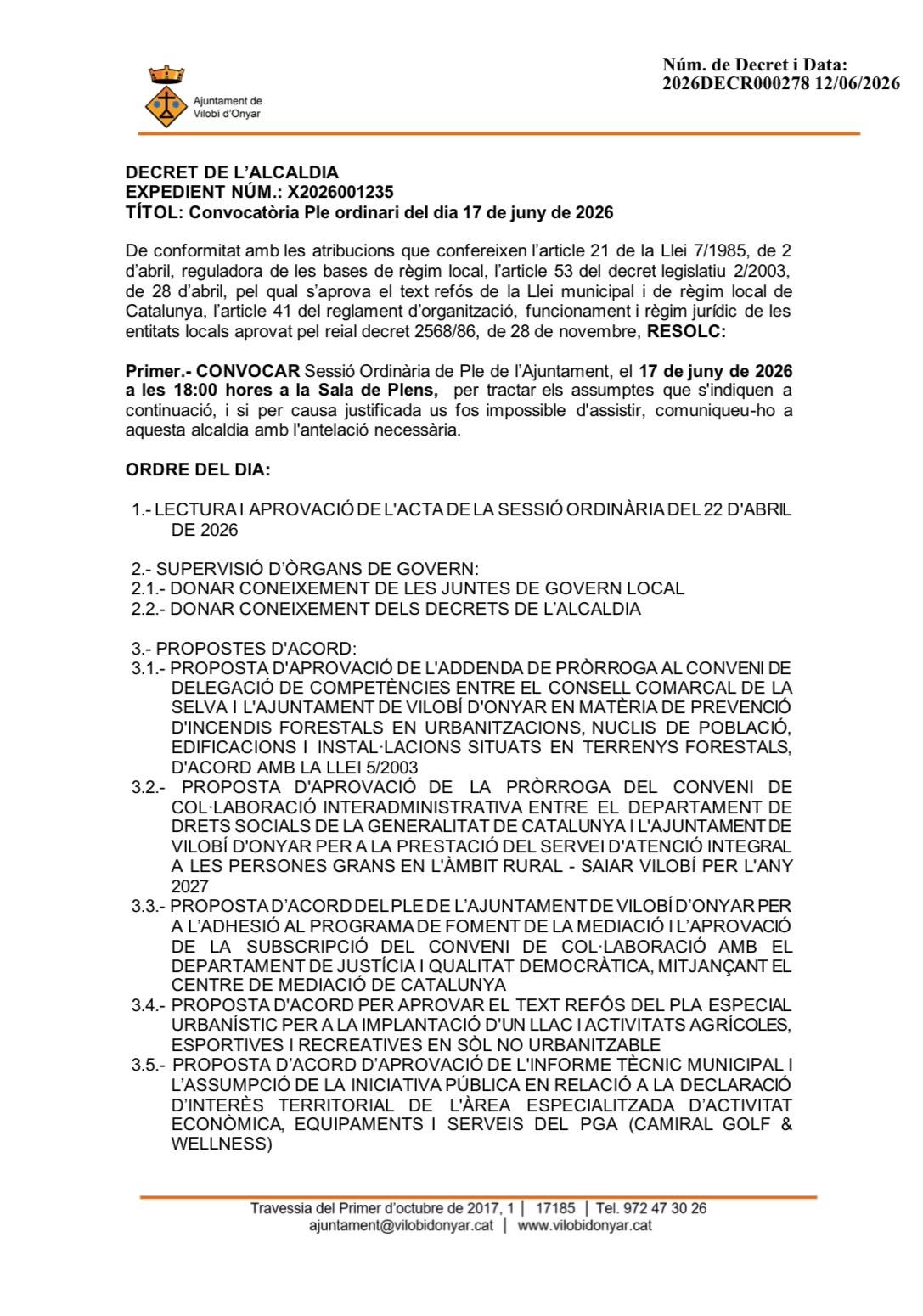 Ple ordinari de juny